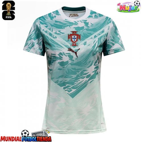 Camiseta Portugal Segunda Equipación Replica Mundial 2026 para mujer mangas cortas
